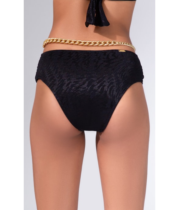 Calcinha Franzida Comf l Jacquard Laguna Preto