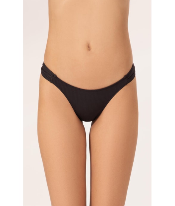 Calcinha Franzida Comfort Canelado Flow Preto