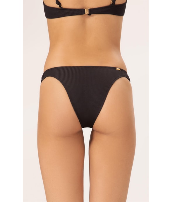 Calcinha Franzida Comfort Canelado Flow Preto