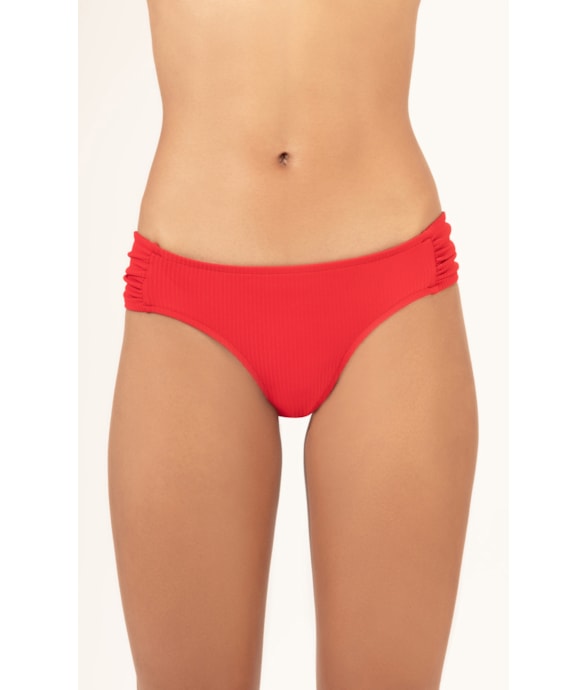 Calcinha Franzida Comfort Canelado Geo Vermelho