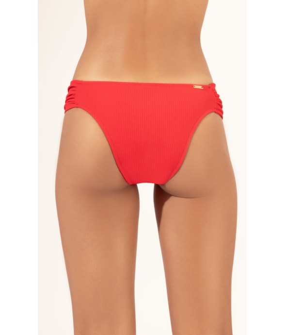 Calcinha Franzida Comfort Canelado Geo Vermelho