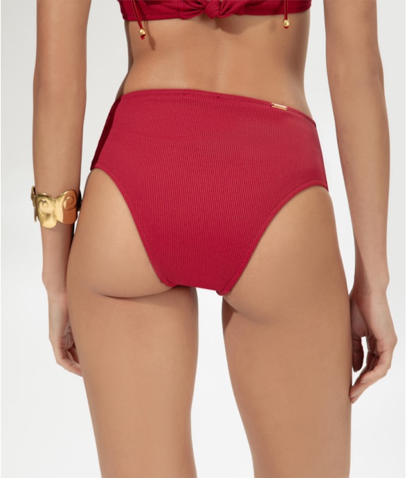 Calcinha Franzida Comfort Larga Canelado Pacific Cereja