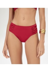 Calcinha Franzida Comfort Larga Canelado Pacific Cereja