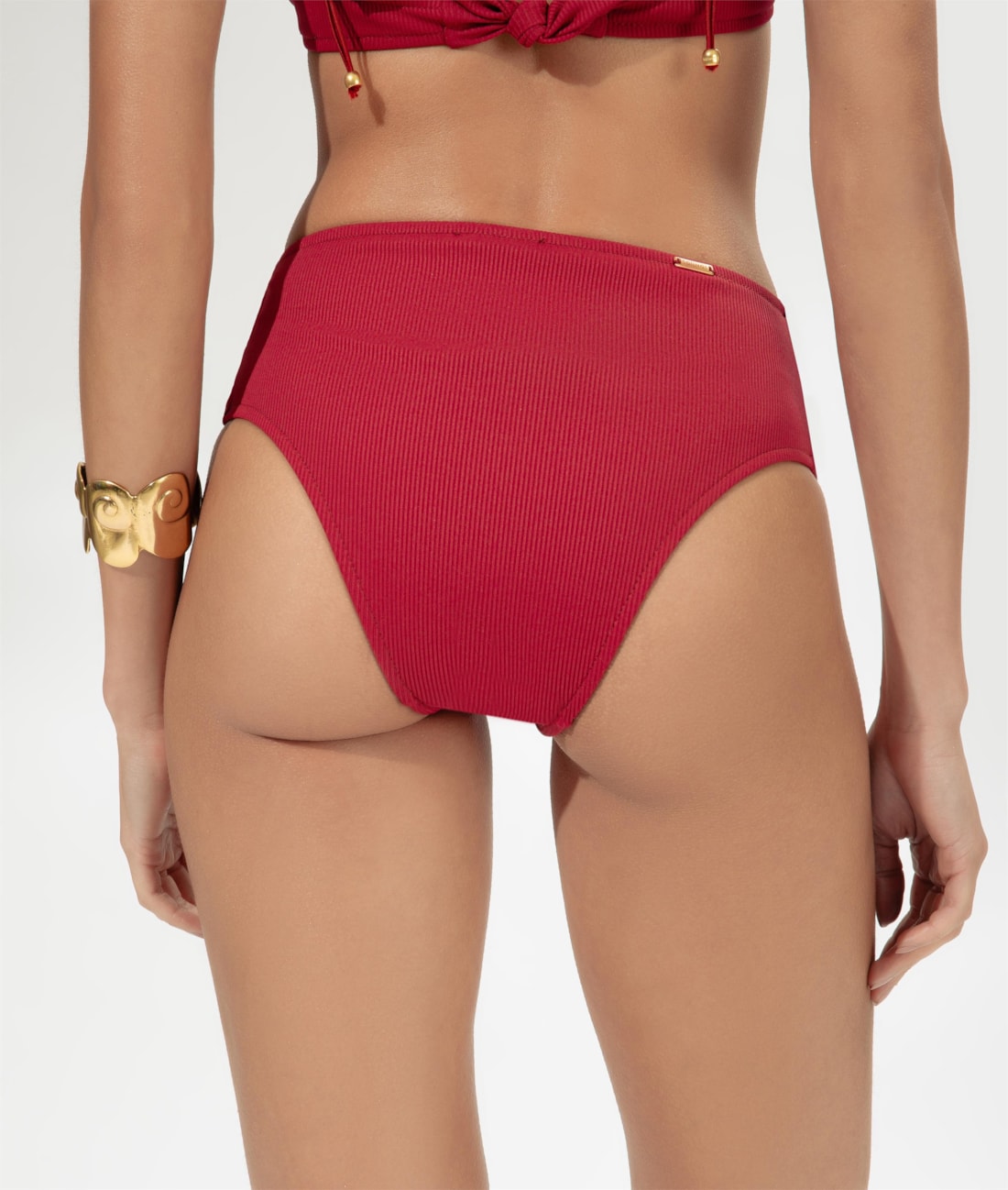 Calcinha Franzida Comfort Larga Canelado Pacific Cereja
