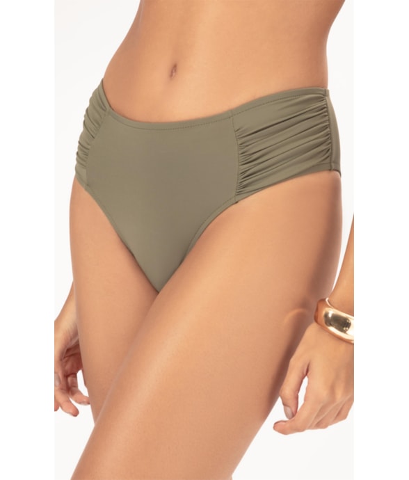 Calcinha Franzida Comfort Larga Clássicos Verde Oliva