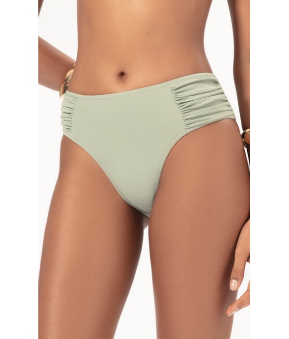 Calcinha Franzida Comfort Larga Essential Verde Oliva