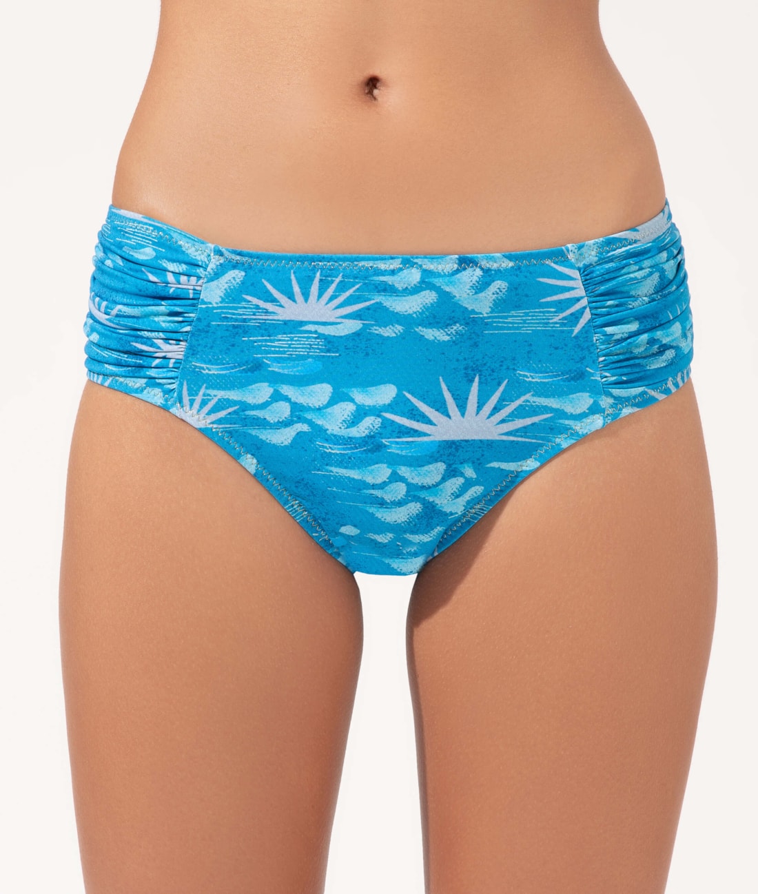 Calcinha Franzida Comfort Larga La Mer Azul Claro