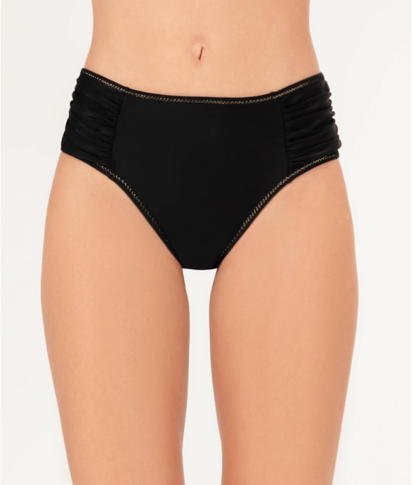 Calcinha Franzida Comfort Larga Pop Preto