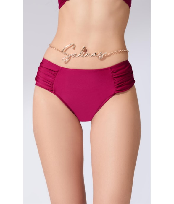 Calcinha Franzida Comfort Larga Sportiva Vinho
