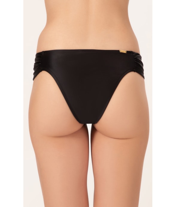 Calcinha Franzida Comfort Satin Skin Preto