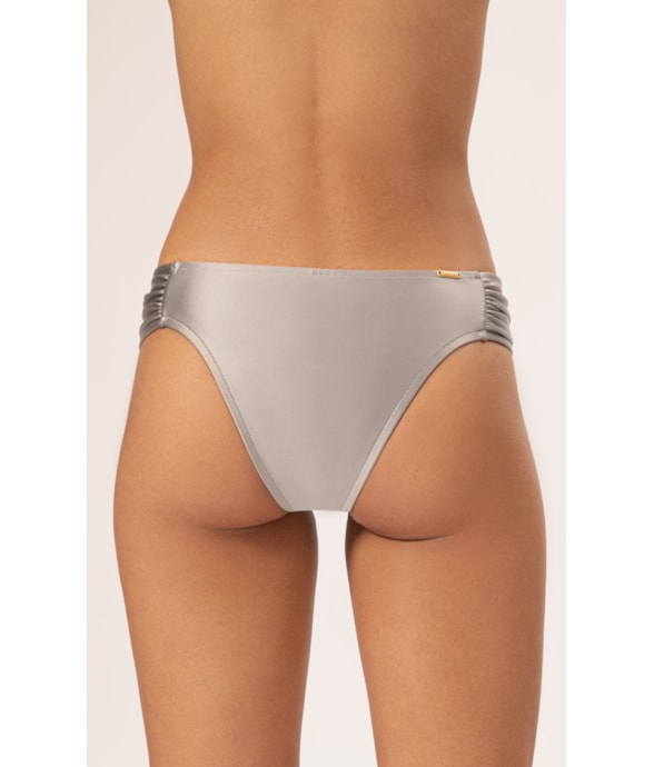 Calcinha Franzida Comfort Satin Skin Silver Gray