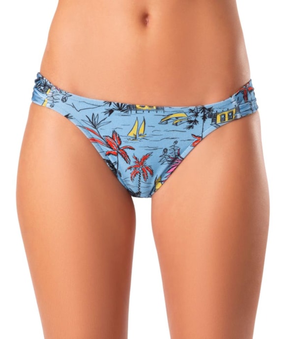 Calcinha Franzida Lateral Bahamas Turquesa