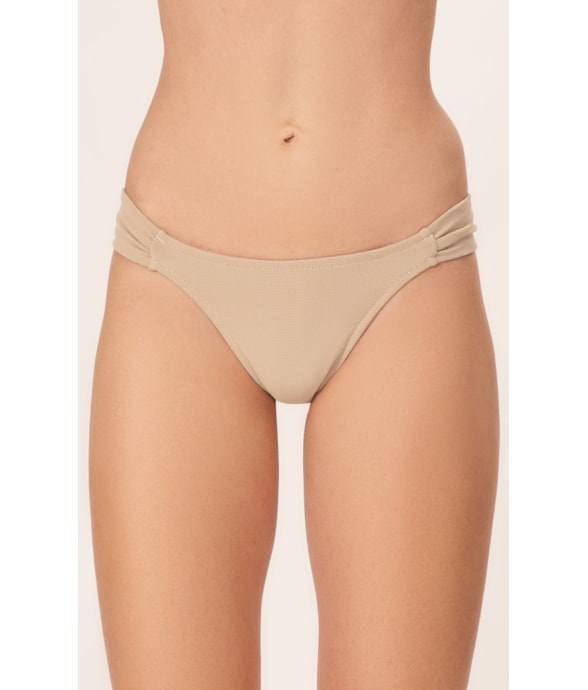 Calcinha Franzida Lateral Canelado Sculpt Areia