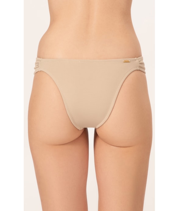 Calcinha Franzida Lateral Canelado Sculpt Areia