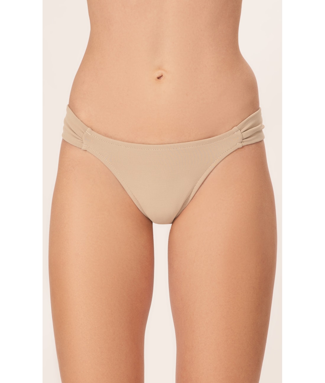 Calcinha Franzida Lateral Canelado Sculpt Areia