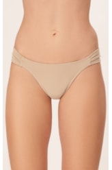 Calcinha Franzida Lateral Canelado Sculpt Areia
