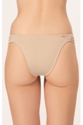 Calcinha Franzida Lateral Canelado Sculpt Areia