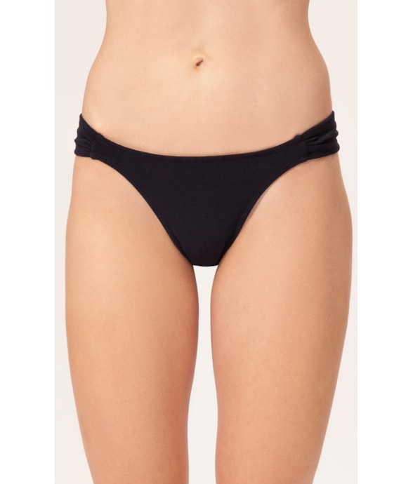 Calcinha Franzida Lateral Canelado Sculpt Preto