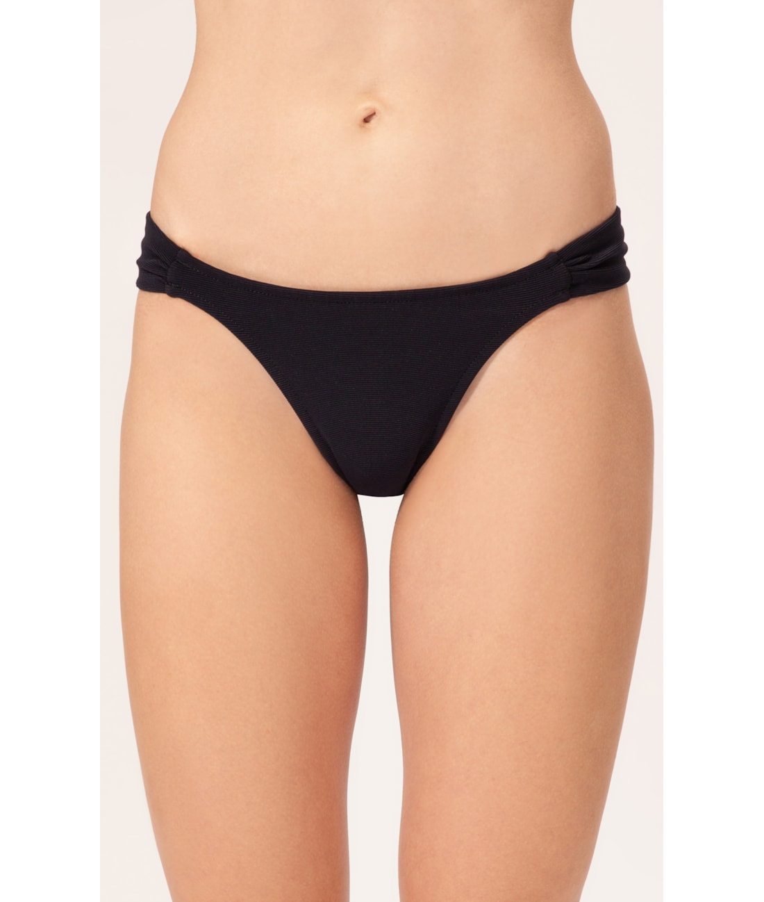 Calcinha Franzida Lateral Canelado Sculpt Preto
