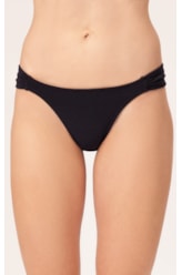 Calcinha Franzida Lateral Canelado Sculpt Preto