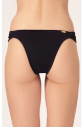 Calcinha Franzida Lateral Canelado Sculpt Preto