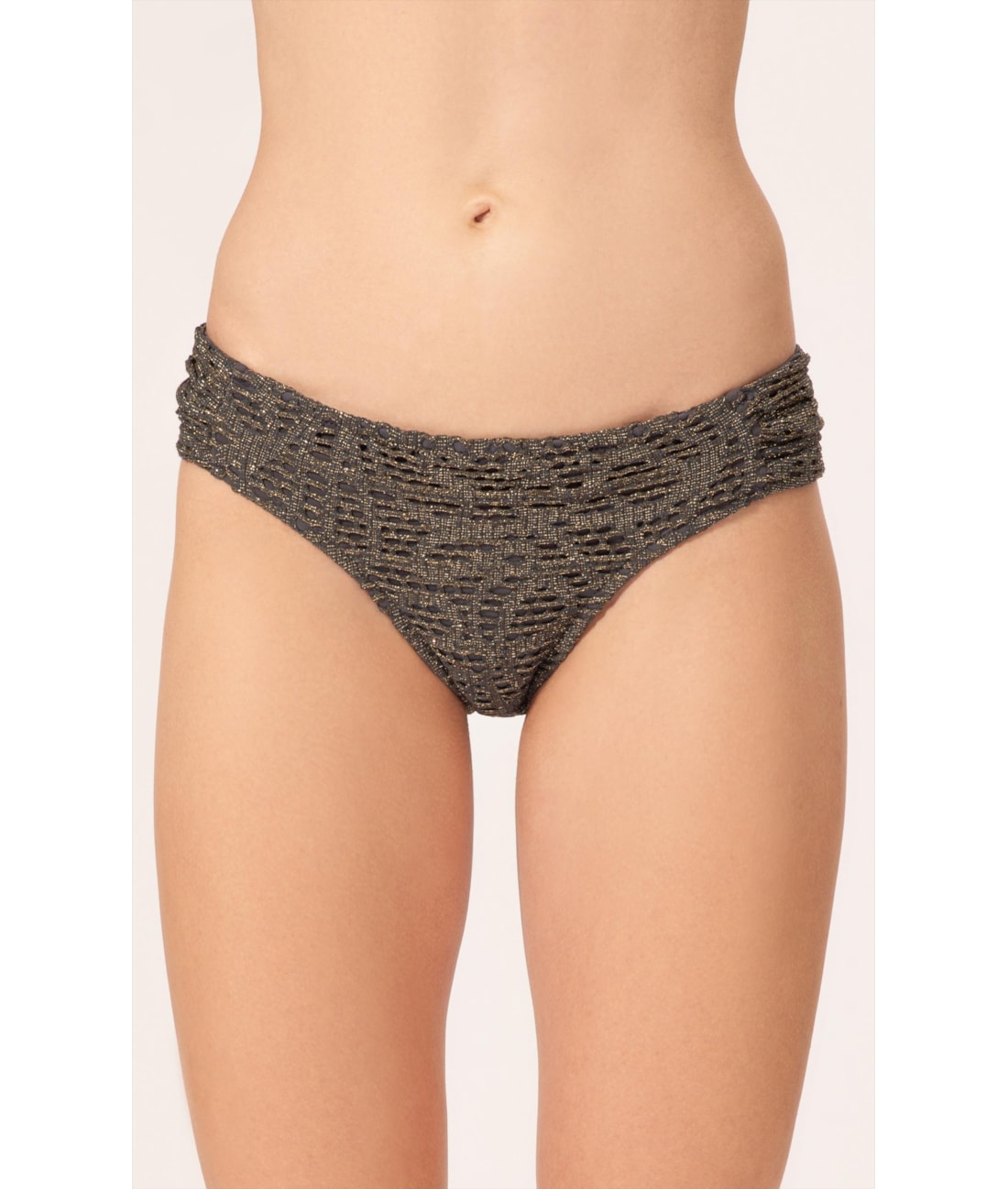 Calcinha Franzida Lateral Comfort Rendado Lux Grafite