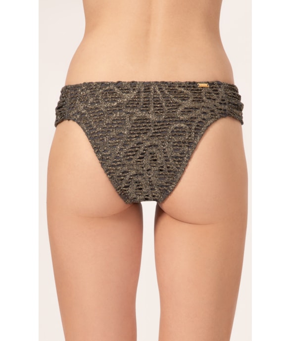 Calcinha Franzida Lateral Comfort Rendado Lux Grafite
