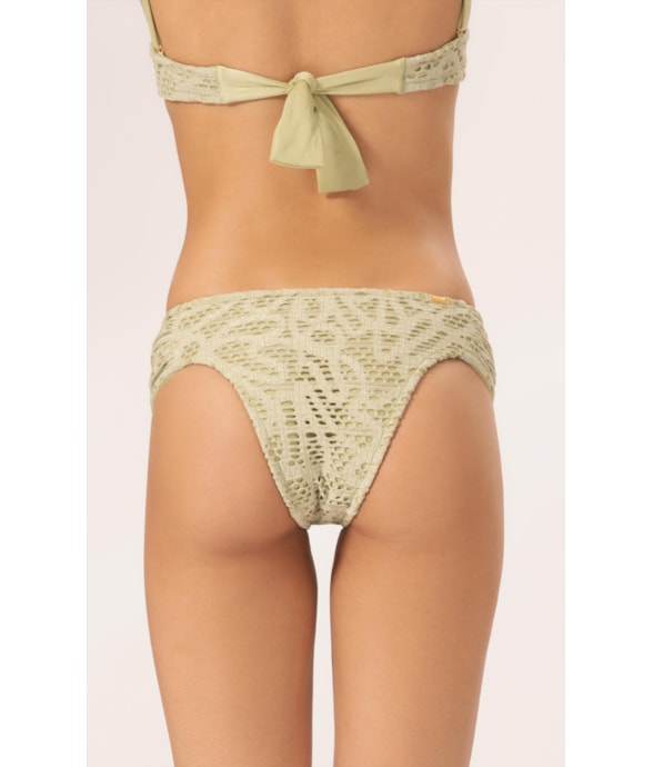 Calcinha Franzida Lateral Comfort Rendado Lux Verde Agua