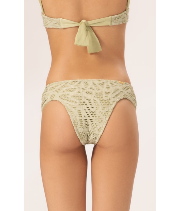 Calcinha Franzida Lateral Comfort Rendado Lux Verde Agua