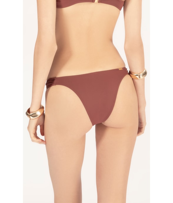 Calcinha Franzida Lateral Draping Marrom