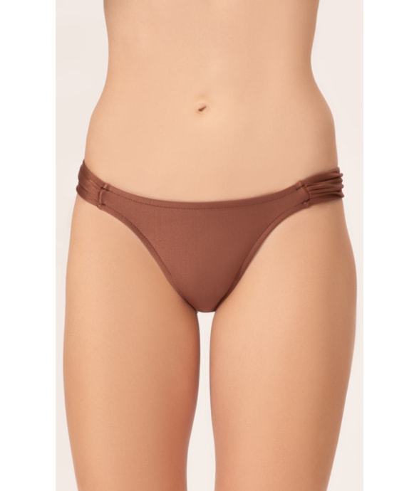 Calcinha Franzida Lateral Duo Marrom