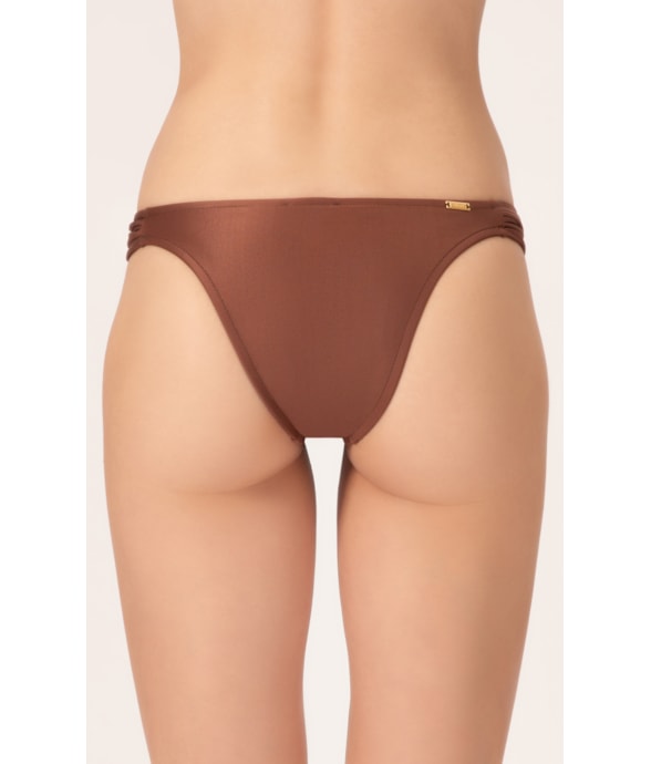 Calcinha Franzida Lateral Duo Marrom