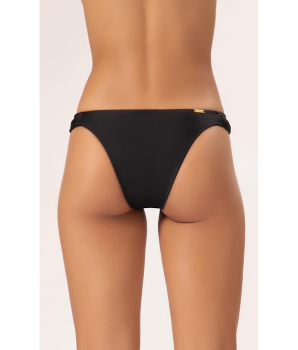 Calcinha Franzida Lateral Duo Preto