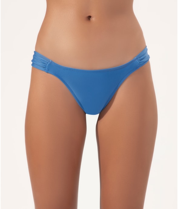 Calcinha Franzida Lateral Silk Azul Seco