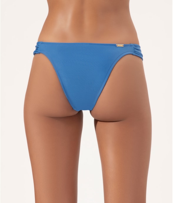 Calcinha Franzida Lateral Silk Azul Seco