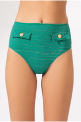 Calcinha Hot Pants Listrado Oásis Verde Escuro