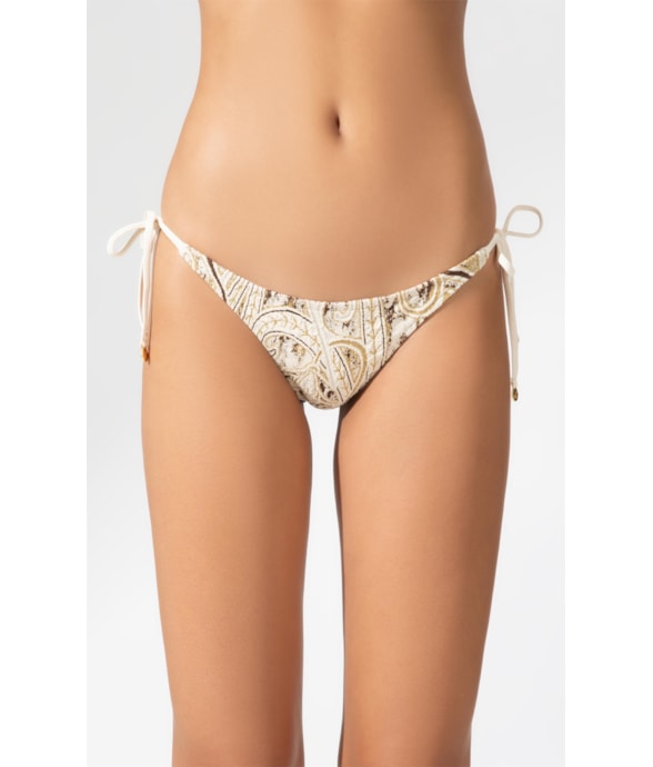 Calcinha Lacinho Junto Jacquard Brocado Natural
