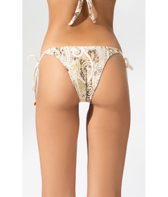 Calcinha Lacinho Junto Jacquard Brocado Natural