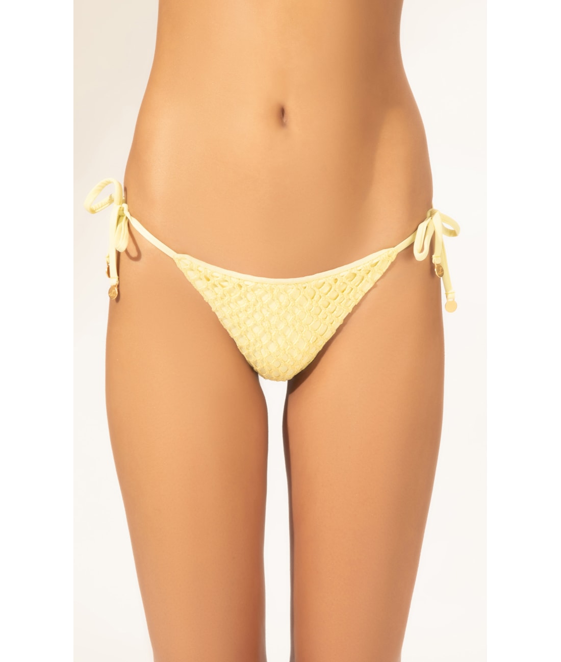 Calcinha Lacinho Mini Miracle Up Mesh Lurex Amarelo Claro