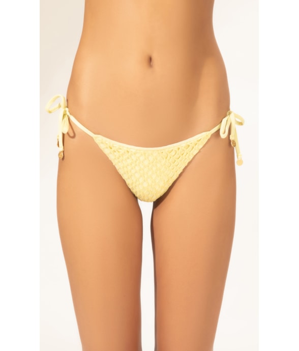 Calcinha Lacinho Mini Miracle Up Mesh Lurex Amarelo Claro