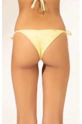 Calcinha Lacinho Mini Miracle Up Mesh Lurex Amarelo Claro