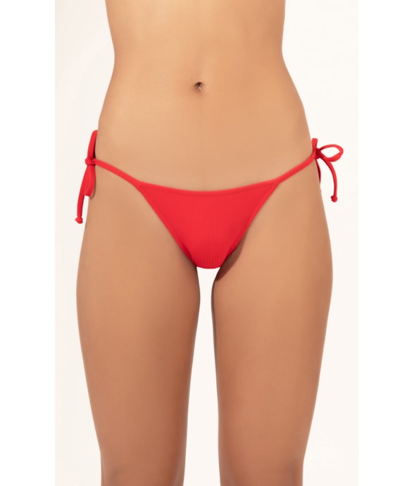 Calcinha Lacinho Rolotê Canelado Geo Vermelho