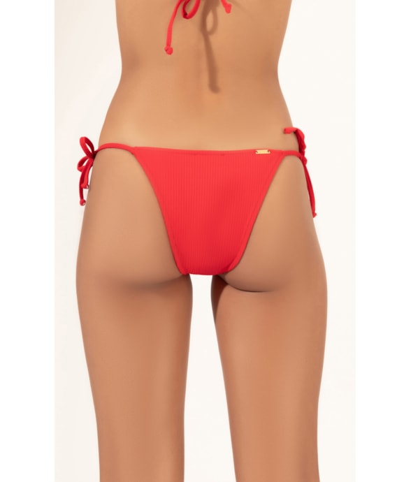 Calcinha Lacinho Rolotê Canelado Geo Vermelho
