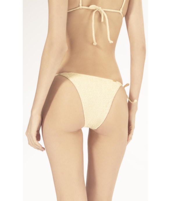 Calcinha Lacinho Rolotê Crepe Shine Amarelo Manteiga