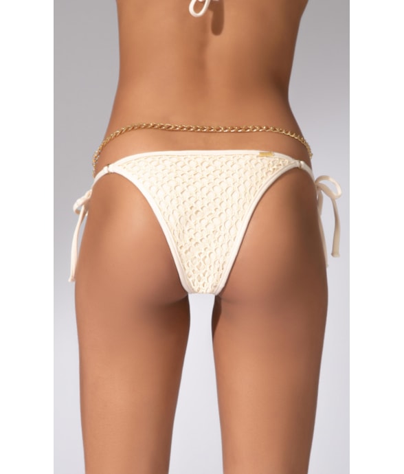 Calcinha Lacinho Viés Mesh Lurex Natural