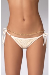 Calcinha Lacinho Viés Mesh Lurex Natural