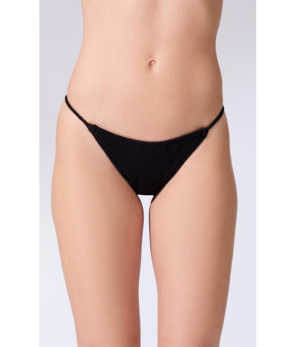Calcinha Lateral Fina m Up Jacquard Laguna Preto