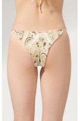 Calcinha Lateral Fina Mini Miracleup Jacquard Brocado Natural