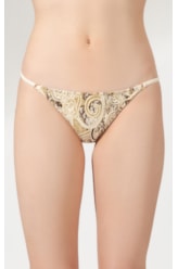 Calcinha Lateral Fina Mini Miracleup Jacquard Brocado Natural