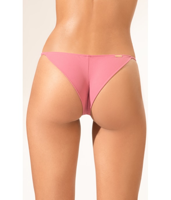 Calcinha Lateral Fininha Canelado Geo Rosa Velho